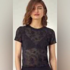 Aritzia Wilfred Black Lace Floral Top, Sz L